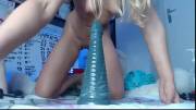 Very Hot Blonde Teen Toying Her Ass with a Huge Dildo