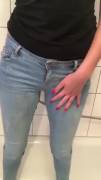 Wetting her jeans