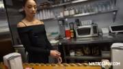 Skinny Ebony wants to earn extra cash being waitress !