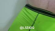 Bi boy soaks neon yellow boxer briefs