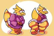 Alphys in just a sweater (majormoxy)