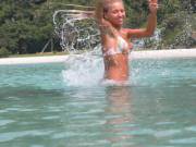 splashing water in the pool