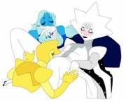 White Diamond receiving some service from Blue and Yellow