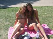 College girls tanning