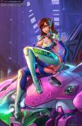 D. Va posing on her mech, showing off her buttplug (LMsketch &amp; Vintem)