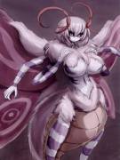 Busty purple moth girl.