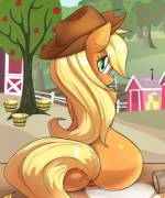 Applejack showing off dat appleass (artist:aryanne)