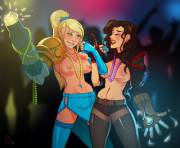 Asami and Samus at the club. [BaseDesire]