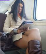 Tights on a train. Big UHQ gallery