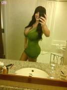 Tight green dress