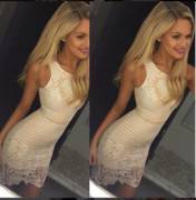 Blonde in a White Lace Dress