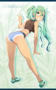 Miku wearing short(very) shorts