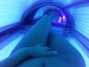 Tanning bed mirror selfie