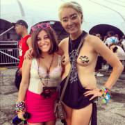 Strange girl wearing nearly nothing at rave