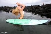 Quiet moment for a surfer babe